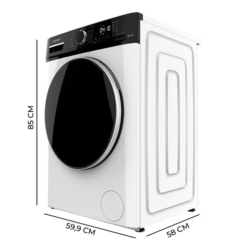 Cecotec Waschmaschine 8Kg Frontlader Bolero DressCode 8610 Inverter Steel A. 1400 U/min, Steam Max, Inverter Plus Motor, 15 Progr, OnSmart, Smooth Wash, Stop&Go, Antibakterielle Dichtung, Drum Clean