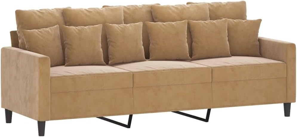 Willood 3-TLG. Sofagarnitur mit Kissen Dunkelgrau Samt,Sofa geeignet für Wohnzimmer, Sofa Set, mit Armlehnen und Kissen