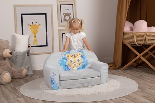 Delsit Kindersofa zum Ausklappen - Kinder Sofa mit Schaumstofffüllung - Sofa Kinder mit Abnehmbarem Bezug - Kindermöbel Kindersofa Mädchen & Jungen- 9 Monate bis 4 Jahre - DT2-22042