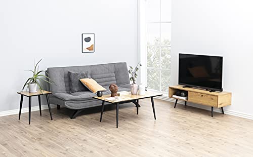 AC Design Furniture Jasper Bettcouch Dunkelgrau/Schwarz, Schlafsofa mit 3 Liegepositionen, Moderner 3-Sitzer Ohne Armlehne, Gepolstert mit Schwarzen Metallbeinen, L: 196 x H: 91 x T: 98 cm