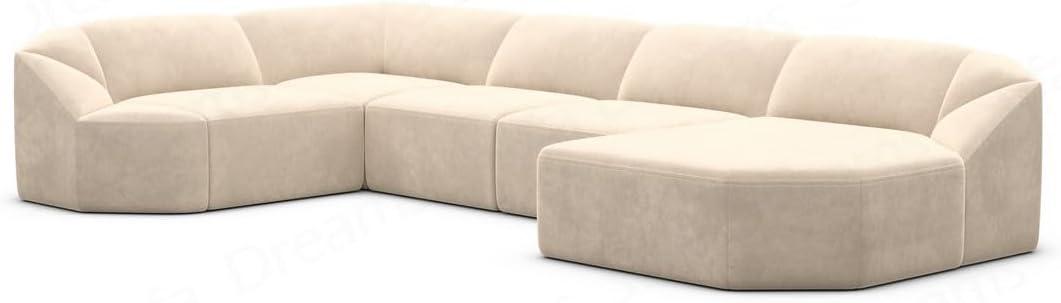 Wohnlandschaft Cabrera U-Shape Fabric Sofa in Velvet Designer Sofa Sun Velvet (Green, Ottoman Left)