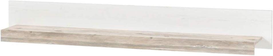Lomadox Country House Wall Unit Set and Coffee Table, Pine White and Oslo Dark, LED Lighting, W x H x D Approx. 330 x 201 x 44 cm