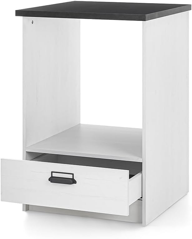 Lomadox Kitchen Furniture Set 5 Pieces in Pine White with Anthracite Kitchen Cabinet Kitchen Furniture Modern Wall Shelf Sink Storage Cabinet