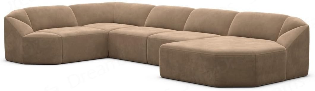 Wohnlandschaft Cabrera U-Shape Fabric Sofa in Velvet Designer Sofa Sun Velvet (Green, Ottoman Left)