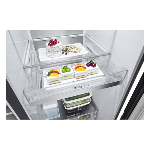 LG GSXE90MBDD Side by Side Kühlschrank mit InstaView Craft Ice | Door in Door | Crushed Ice -und Wasserspender EEK: Klasse D | 628 Liter Kapazität | Festwasseranschluss | Total No Frost