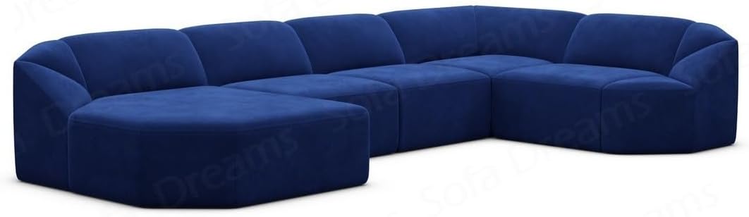 Wohnlandschaft Cabrera U-Shape Fabric Sofa in Velvet Designer Sofa Sun Velvet (Green, Ottoman Left)