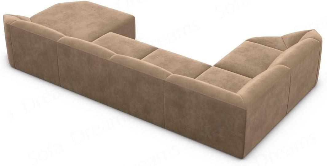 Wohnlandschaft Cabrera U-Shape Fabric Sofa in Velvet Designer Sofa Sun Velvet (Green, Ottoman Left)