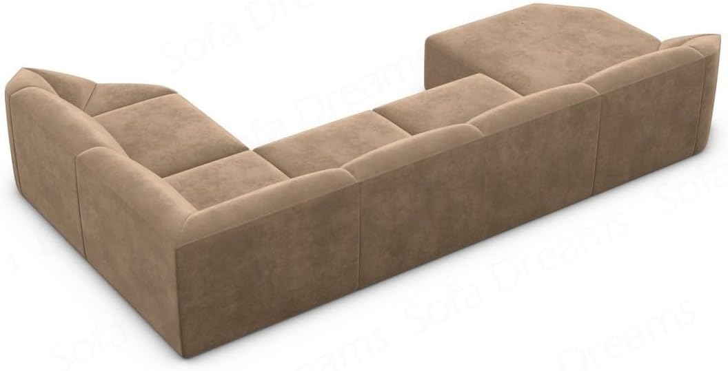 Wohnlandschaft Cabrera U-Shape Fabric Sofa in Velvet Designer Sofa Sun Velvet (Green, Ottoman Left)