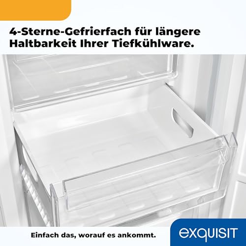 Exquisit Kühl-Gefrierkombination, 186 cm Höhe, Kühlschrank mit Gefrierfach, 4-Sterne-Gefrieren, 315 Liter, Alarm-Funktion, KGC5320-95-E-040C inoxlook-az