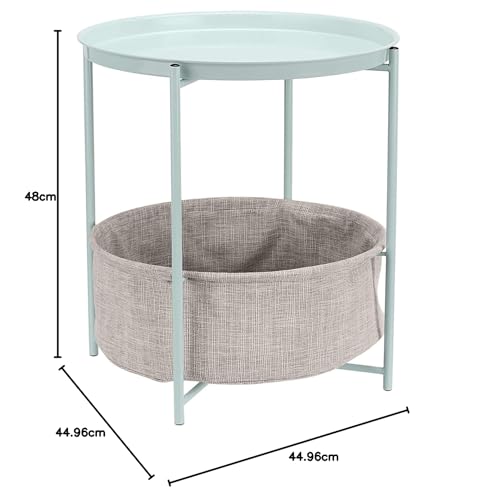 Amazon Basics Beistelltisch, rund, mit Aufbewahrungslösung, Leichte Creme Heidekraut Beistelltisch 44.96 x 44.96 x 48.0 cm