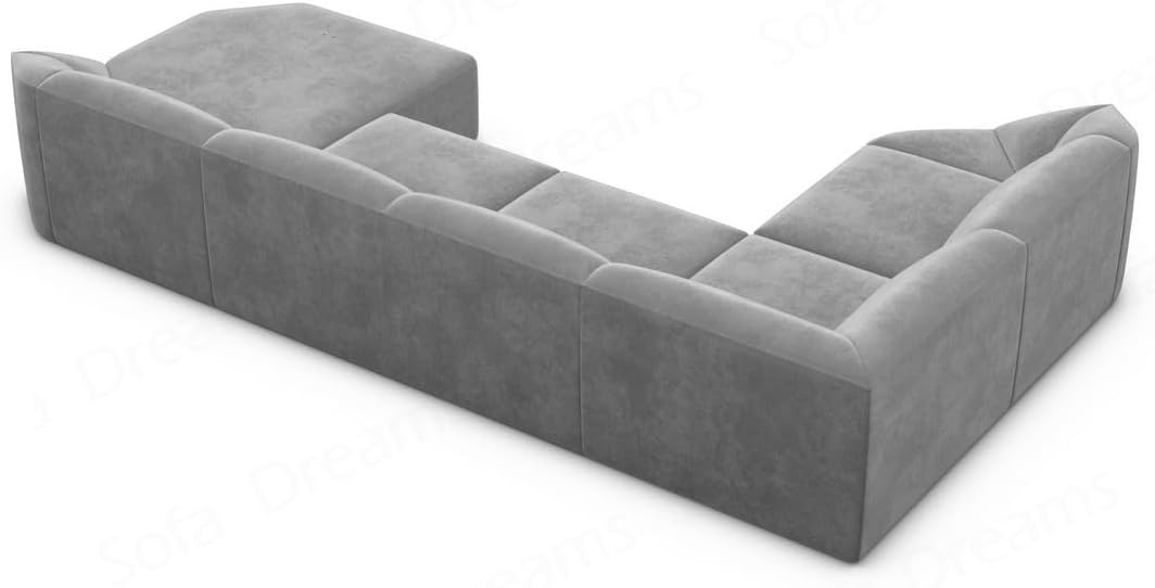 Wohnlandschaft Cabrera U-Shape Fabric Sofa in Velvet Designer Sofa Sun Velvet (Green, Ottoman Left)