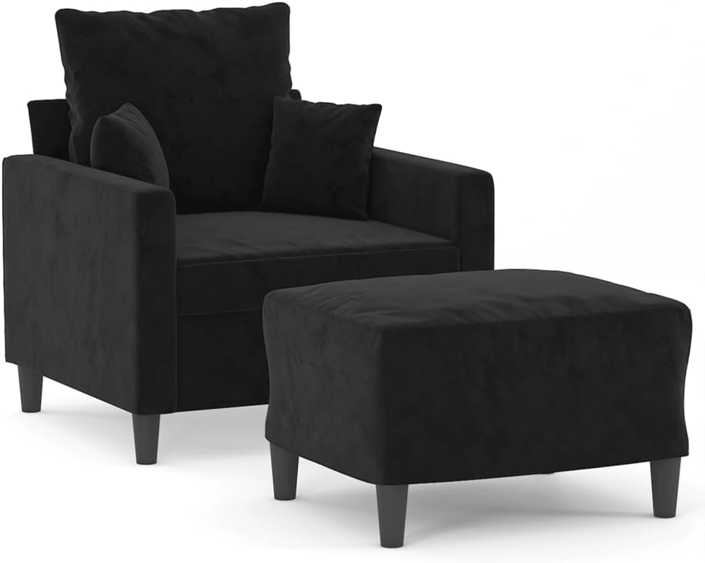 Willood 3-TLG. Sofagarnitur mit Kissen Dunkelgrau Samt,Sofa geeignet für Wohnzimmer, Sofa Set, mit Armlehnen und Kissen