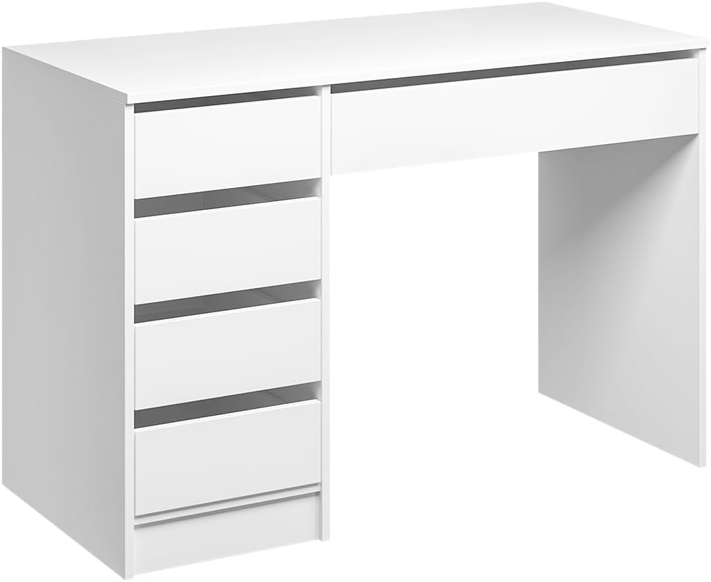 Bellamio Nore Schreibtisch in Schwarz mit 5 Schubladen - Jugendschreibtisch 75x53x110 cm - Schminktisch & Schreibtisch Kombi - Computertisch mit Schubladen beidseitig montierbar – Bürotisch