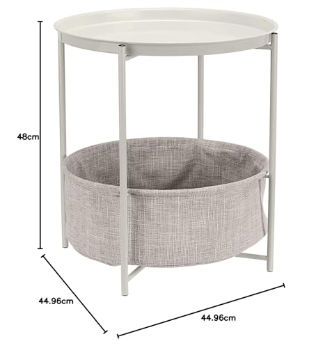 Amazon Basics Beistelltisch, rund, mit Aufbewahrungslösung, Leichte Creme Heidekraut Beistelltisch 44.96 x 44.96 x 48.0 cm