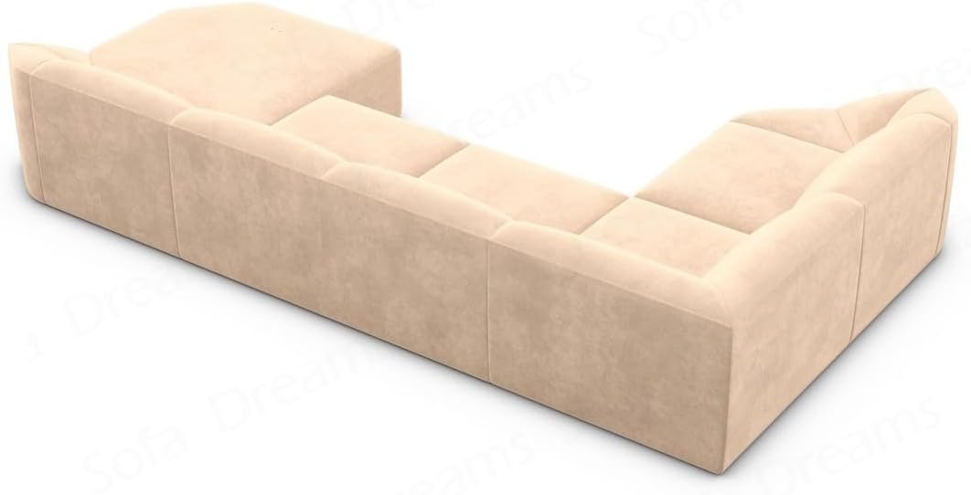 Wohnlandschaft Cabrera U-Shape Fabric Sofa in Velvet Designer Sofa Sun Velvet (Green, Ottoman Left)