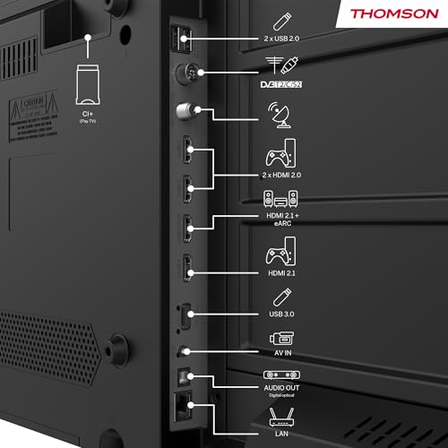 THOMSON 55QG6C14 QLED Plus Google Smart TV, Wi-Fi, Dolby Audio, Built-in Front Speaker, Bluetooth 5.1, Triple Tuner (Cable/Satellite/Antenna), HDMI, CI+, A+ Panel