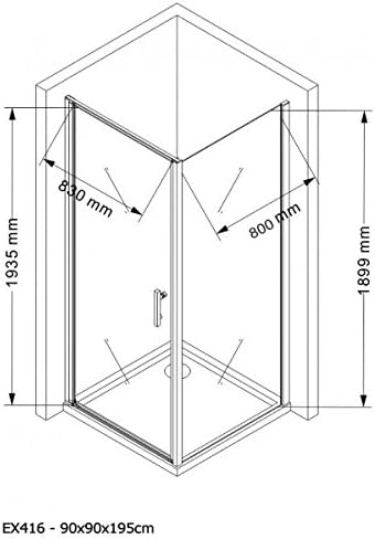 BERNSTEIN Shower Cubicle 90 x 90 Shower with Swing Door and Lift/Lower Mechanism Corner Shower 8 mm ESG Safety Glass with Nano Coating Corner Shower Cubicle with Stainless Steel Door Handle
