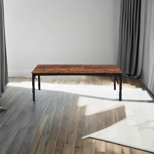 Tribesigns Dining Table, Industrial Kitchen Table for 4-6 People, 200 x 70 x 75 cm, Rectangular Dining Table for Dining Room, Kitchen, Living Room, with Heavy Duty Metal Legs, Oak