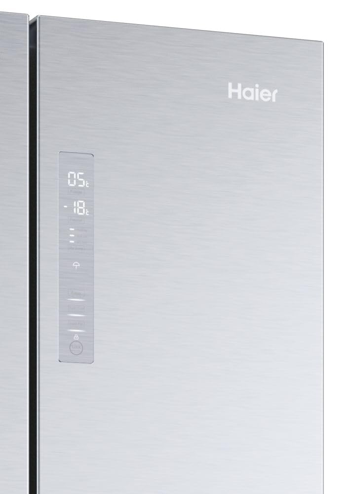Haier French Door Kühl-Gefrierkombination 70 cm Breite I 402 L French Door Kühlschrank, freistehend I Doppeltür Kühlschrank mit Gefrierfach, No Frost I LED, Touch-Display I FD 70 SERIE 3 HFR3718ENMM