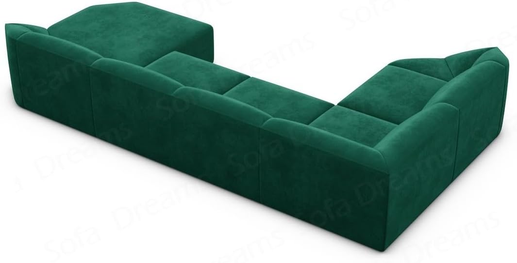 Wohnlandschaft Cabrera U-Shape Fabric Sofa in Velvet Designer Sofa Sun Velvet (Green, Ottoman Left)