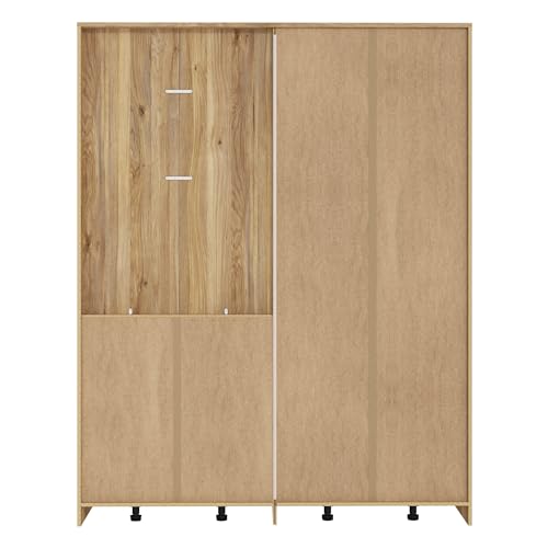 FORTE DEWANIA Kleiderschrank 160, Schrank mit offenen Regalfächern und Spiegel, Holzwerkstoff, Weiß, 159,3 cm breit, 203,4 cm hoch, 52,7 cm tief