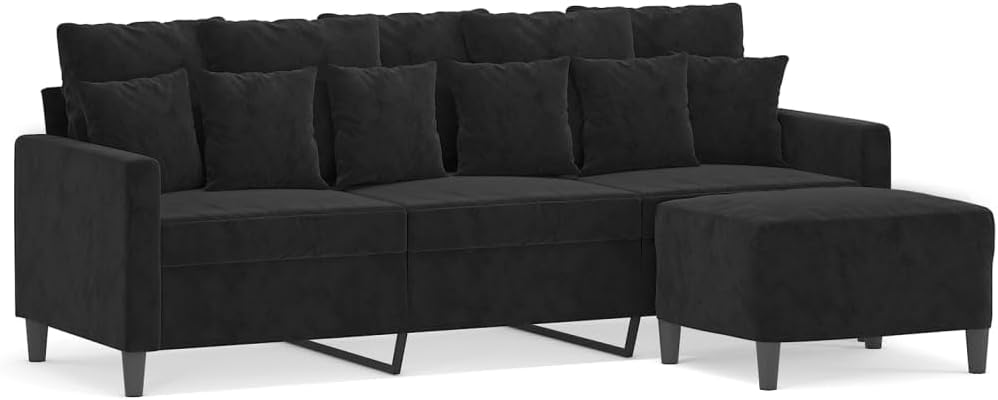 Willood 3-TLG. Sofagarnitur mit Kissen Dunkelgrau Samt,Sofa geeignet für Wohnzimmer, Sofa Set, mit Armlehnen und Kissen
