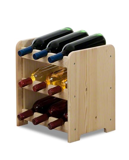 PROREGAL Weinregal PINOTWINE C | HxBxT 87,2x63,2x26,5cm | 42 Flaschen | Massives Kiefernholz | Natur unbehandelt | Weinhalter Weinständer Flaschenständer Flaschenregal Holzregal