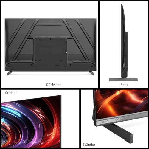 CHIQ L40FT 40 Zoll, Full HD, (100 cm) Smart Fernseher, HDR10, Dolby Audio & DBX-tv, Triple Tuner DVB-C/T2/S2, Integrierter Chromecast, Metall Randlos Design