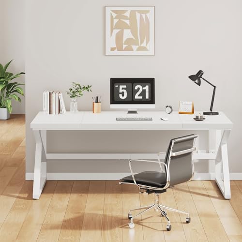 IBF Desk in Brown Colour with a Length of 70 Inches, Industrial Large Double Metal and Wood Desk for Computer, Long Office Table for Home