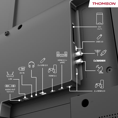 THOMSON 55QG6C14 QLED Plus Google Smart TV, Wi-Fi, Dolby Audio, Built-in Front Speaker, Bluetooth 5.1, Triple Tuner (Cable/Satellite/Antenna), HDMI, CI+, A+ Panel