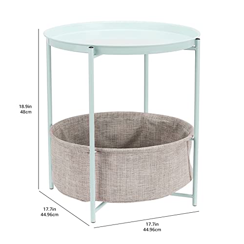 Amazon Basics Beistelltisch, rund, mit Aufbewahrungslösung, Leichte Creme Heidekraut Beistelltisch 44.96 x 44.96 x 48.0 cm