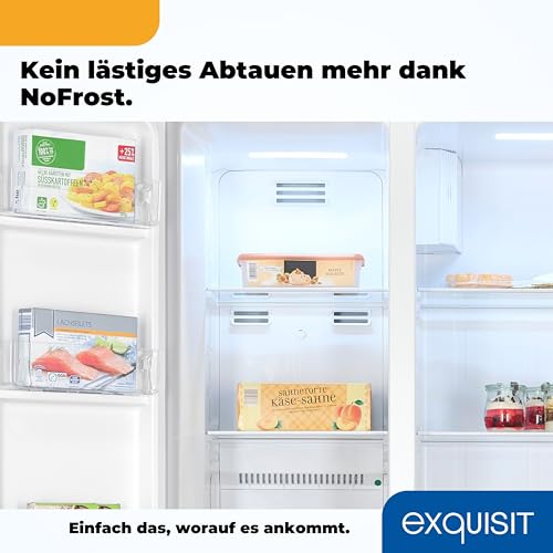 Exquisit Side-by-Side Fridge, Fridge-Freezer, NoFrost, 442 Litres, Quick Freeze, Alarm, 4-Star Freezer, LED Display, SBS546-040E inoxlook-az