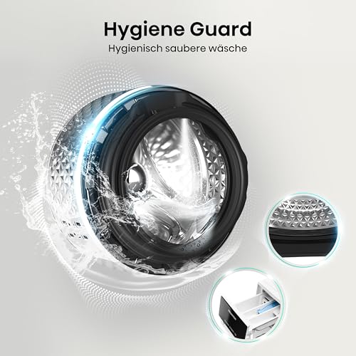 Hisense WF3S8043BB3 Waschmachine mit Dampffunkunktion, 8 kg, 1400 U,min, WIFI, ConnectLife, Power JetWash, Anti-Allergie Programm, Aqua Stop, Auto Wash, Quick Wash, EEK A-30 Prozent