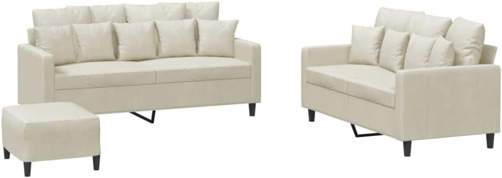 Willood 3-TLG. Sofagarnitur mit Kissen Dunkelgrau Samt,Sofa geeignet für Wohnzimmer, Sofa Set, mit Armlehnen und Kissen