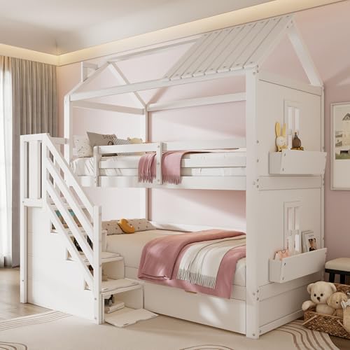 xixiworkshop Kinderbett 90x200cm Ausziehbett Bett mit Stauraum und USB-Steckdose/Mehreren Ablagefächern multifunktionales Jugendbett/Gästebett/Doppelbett mit Stauschrank Lattenrost,Ohne Matratze,Grau
