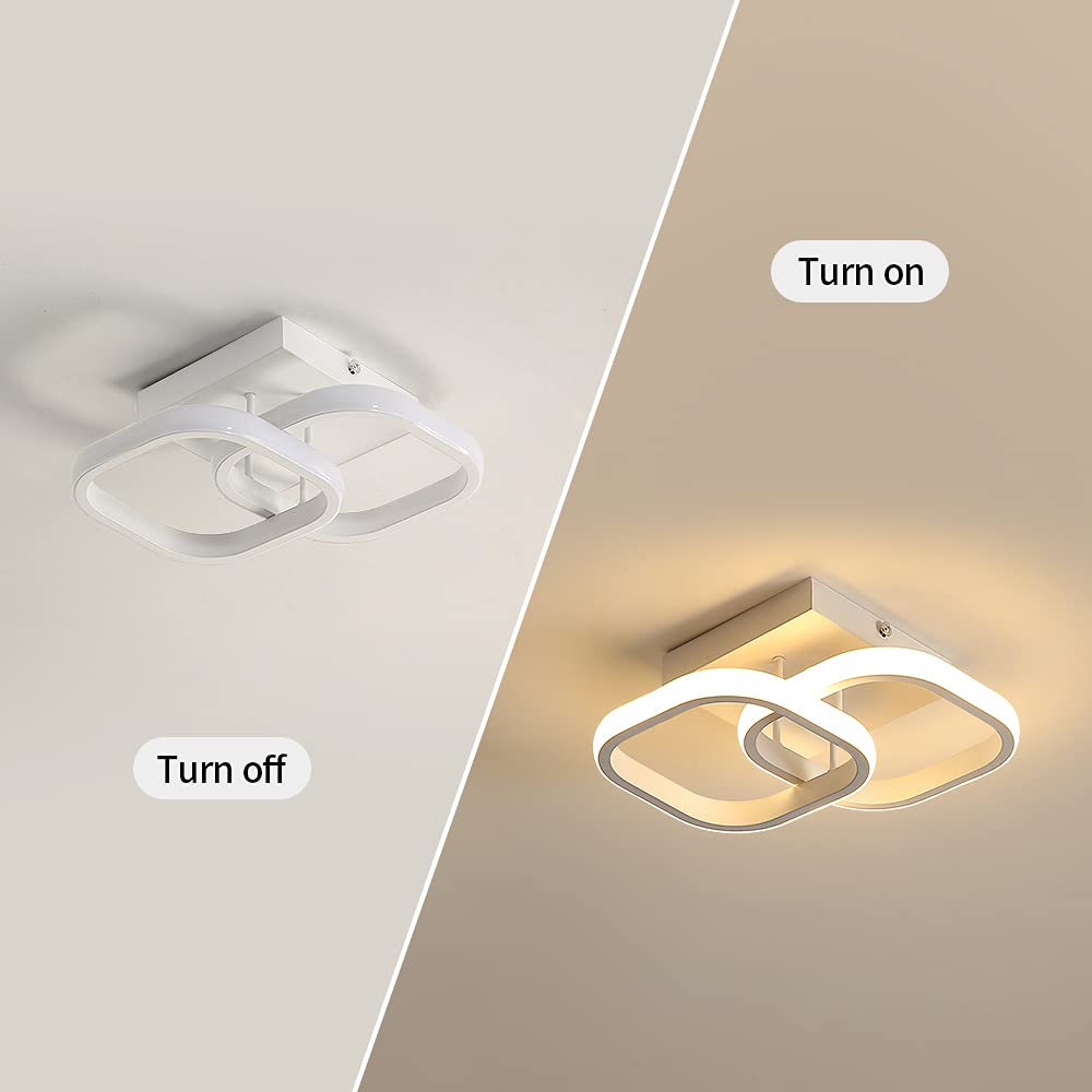 SENQIU 2 Stücke LED Deckenleuchte, 22W Modern Quadratisch LED Deckenlampe, Deckenleuchten Weiße aus Aluminium für Wohnzimmer Schlafzimmer Küche, Warmweiß 3000K
