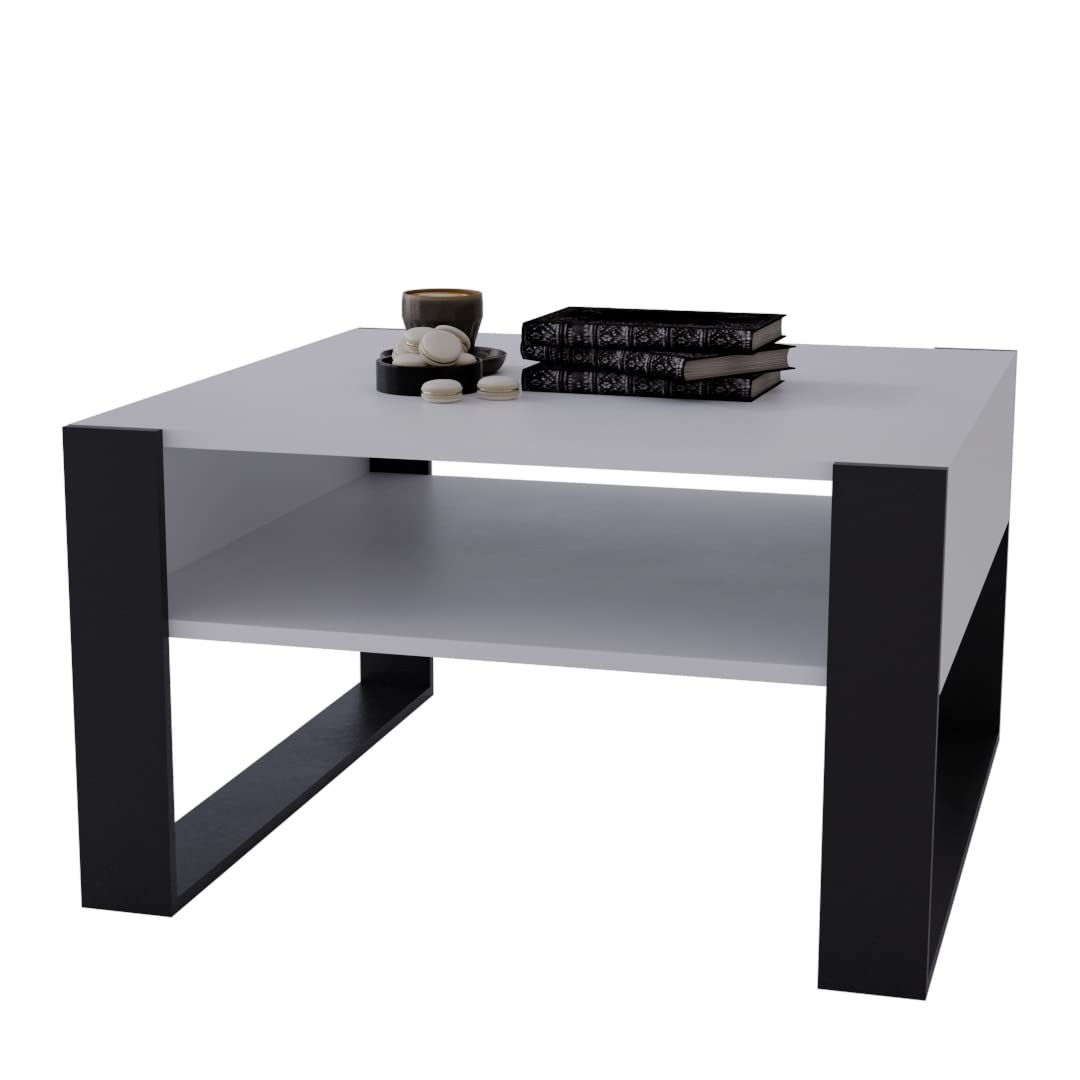 AKKE Karo Couchtisch für Wohnzimmer Beistelltisch Wohnzimmertisch Modern Sofatisch Kaffeetisch Deko Möbel für Wohnzimmer Wohnzimmertische Couchtische Eiche Mit Schwarzen Beinen