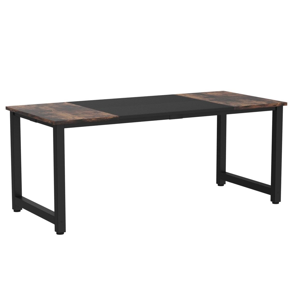 Tribesigns Schreibtisch Computertisch, PC Tisch Bürotisch Arbeitstisch Esstisch in Schwarz für Home Office zu Hause Schreibtische, Konferenztisch (Rustikales Braun/Schwarz, 180 x 80 x 75 cm)
