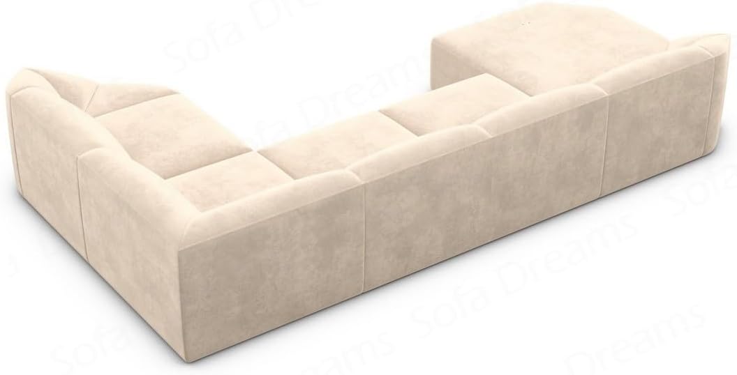Wohnlandschaft Cabrera U-Shape Fabric Sofa in Velvet Designer Sofa Sun Velvet (Green, Ottoman Left)