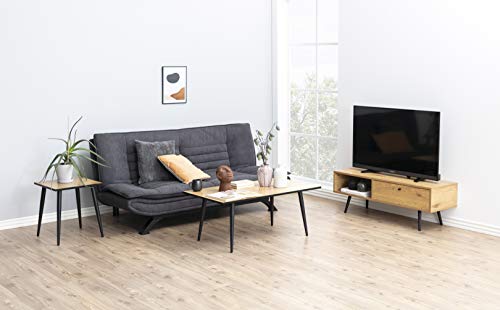 AC Design Furniture Jasper Bettcouch Dunkelgrau/Schwarz, Schlafsofa mit 3 Liegepositionen, Moderner 3-Sitzer Ohne Armlehne, Gepolstert mit Schwarzen Metallbeinen, L: 196 x H: 91 x T: 98 cm