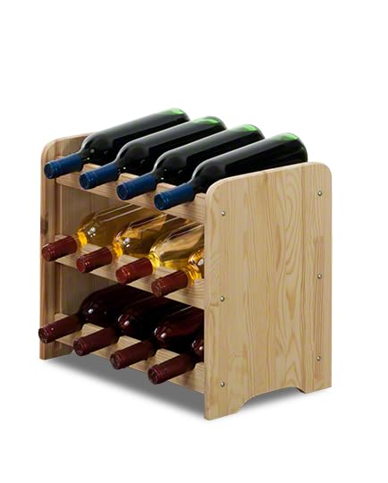 PROREGAL Weinregal PINOTWINE C | HxBxT 87,2x63,2x26,5cm | 42 Flaschen | Massives Kiefernholz | Natur unbehandelt | Weinhalter Weinständer Flaschenständer Flaschenregal Holzregal
