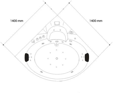 Jet-Line®| Whirlpool Indoor 2-Personen mit Hydromassage | Wanne | Badewanne | Spa Eck Badewanne | Whirlwanne 1.53 m x 1.53 m Weiss Luft und Wassersystem | Heizung | Ozon | LED Carlotta