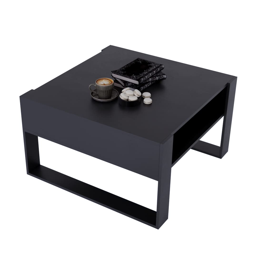 AKKE Karo Couchtisch für Wohnzimmer Beistelltisch Wohnzimmertisch Modern Sofatisch Kaffeetisch Deko Möbel für Wohnzimmer Wohnzimmertische Couchtische Eiche Mit Schwarzen Beinen