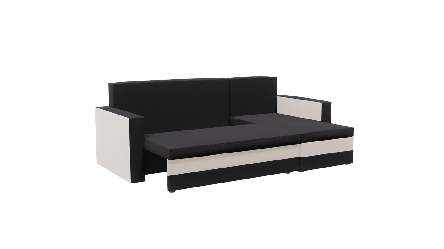 FORNIRO 24 Loft Ecksofa mit Schlaffunktion und Bettkasten - Sofa mit 3 Sitzen und Robustem Überzug - Universal Schlafcouch L-Form - Modern Couch - 225x130x75 cm - Schwarz-Türkis