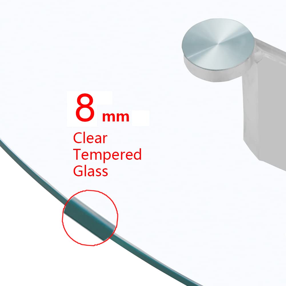 GOLDFAN Esstisch Rund Glas Moderner Küchentisch 80cm Runder Glas Esszimmertische mit Metallbeinen für Esszimmer Wohnzimmer Küche, Schwarz