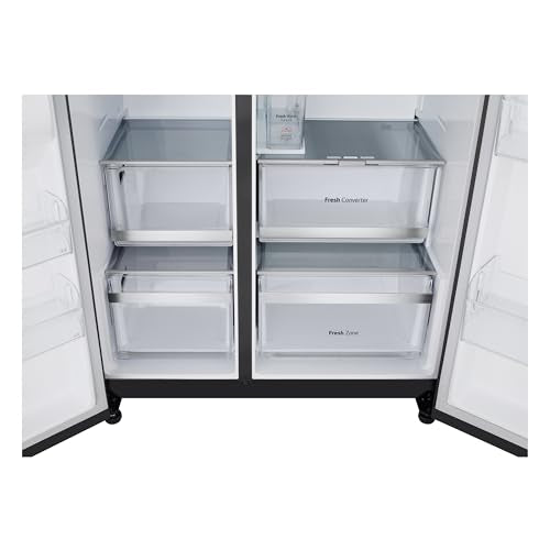 LG GSXE90MBDD Side by Side Kühlschrank mit InstaView Craft Ice | Door in Door | Crushed Ice -und Wasserspender EEK: Klasse D | 628 Liter Kapazität | Festwasseranschluss | Total No Frost