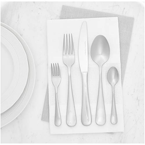 Amazon Basics Essbesteck-Set mit Eckiger Rand, Edelstahl, 20 Stück Set, für 4 Personen, Silberfarben