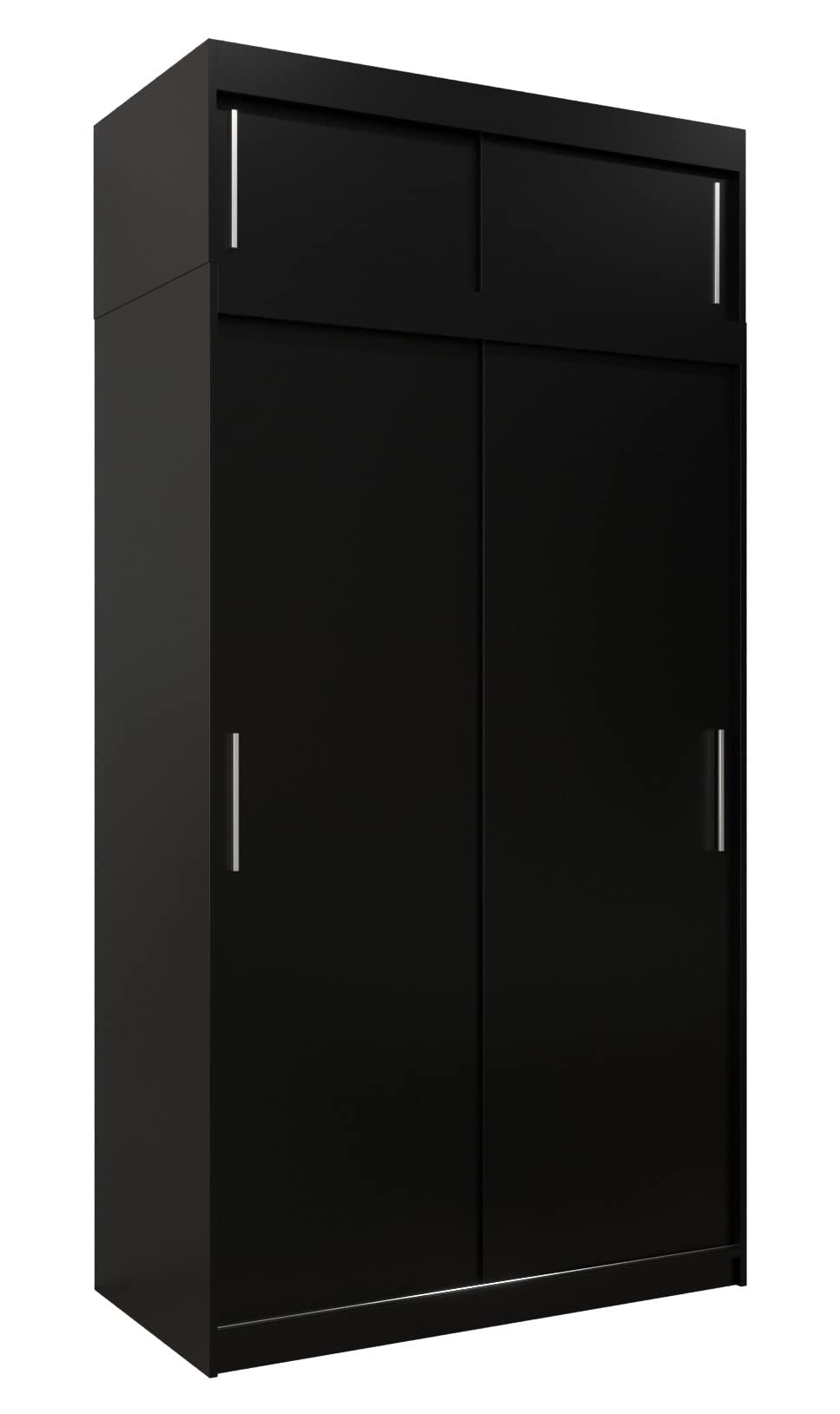 MEBLE KRYSPOL Tokyo 250 Wardrobe with Three Sliding Doors for Bedroom – Modern Storage Cabinet with Clothes Rail and Shelves – 250 x 200 x 62 cm – Matte Black and Artisan