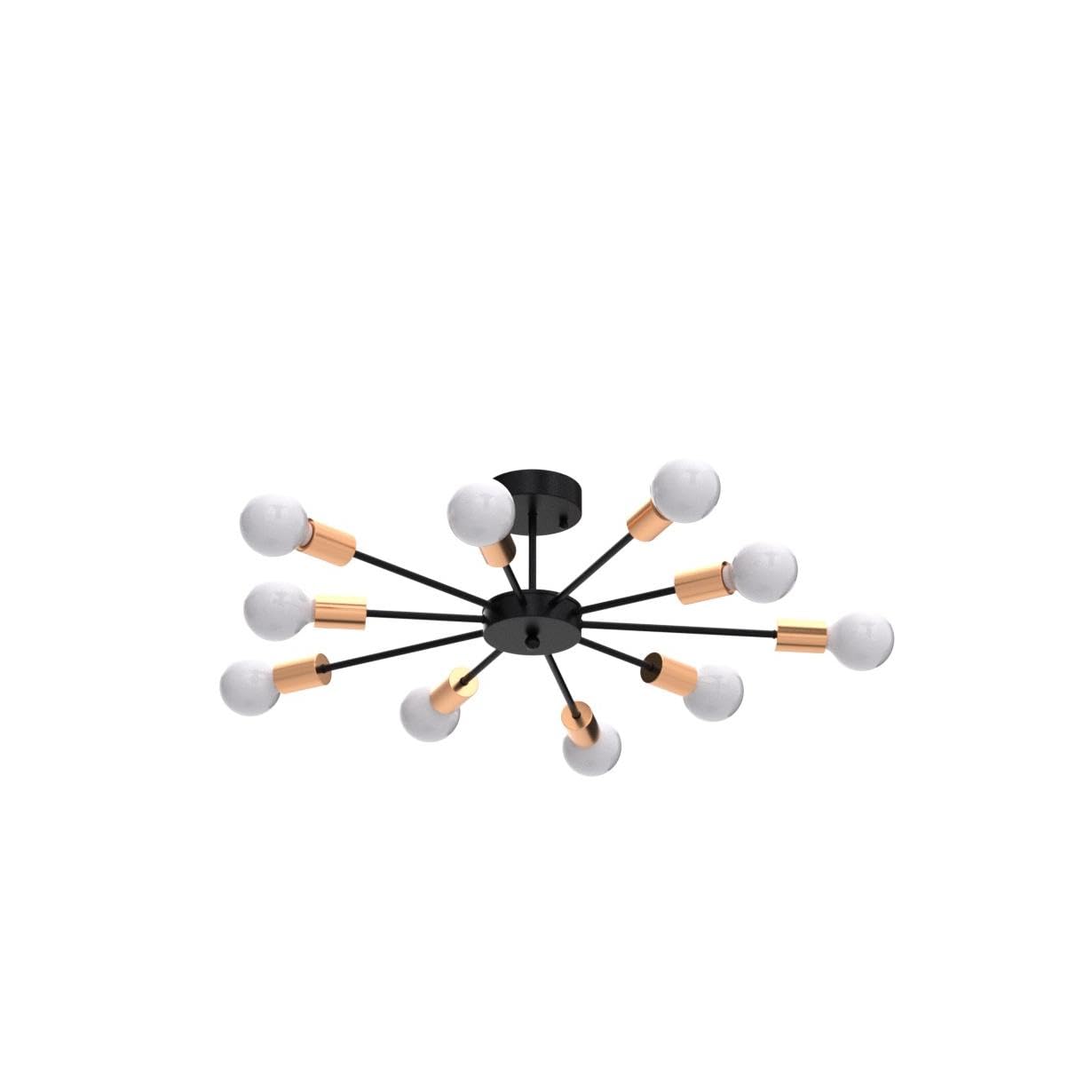 JIINOO 10 Lights Modern Chandelier Ceiling Light Gold Industrial Ceiling Lamp Medieval Semi Flush Mount Chandelier Ceiling Light for Kitchen Dining Room Living Room Bedroom Lighting