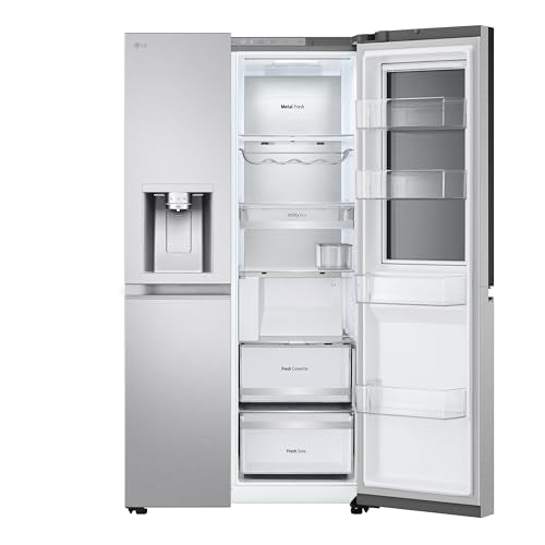 LG GSXE90MBDD Side by Side Kühlschrank mit InstaView Craft Ice | Door in Door | Crushed Ice -und Wasserspender EEK: Klasse D | 628 Liter Kapazität | Festwasseranschluss | Total No Frost